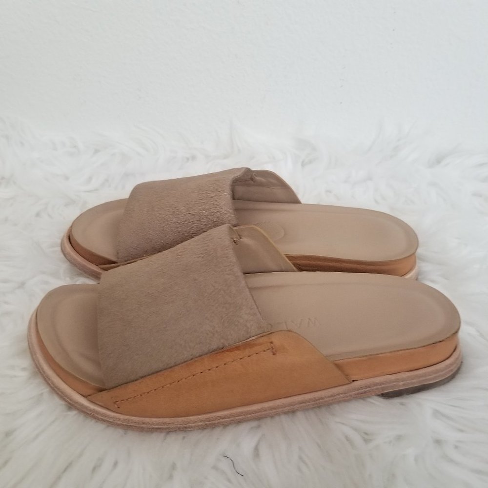 Stacked Leather Slide Sandals - Tan - Picture 4 of 10